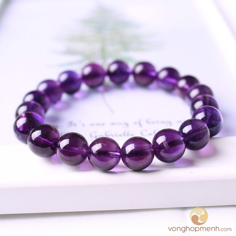Vòng Tay Đá Thạch Anh Tím Đậm 10 ly