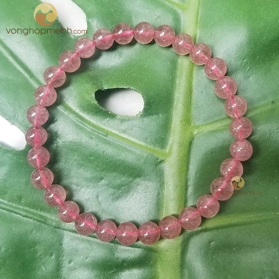 Vòng Tay Đá Thạch Anh Dâu Tây Hồng 6 ly
