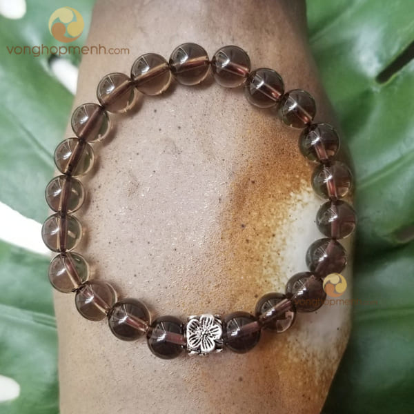 Vòng Tay TAK6211 (Đá thạch anh khói 8 ly mix charm hoa Bạc S925)