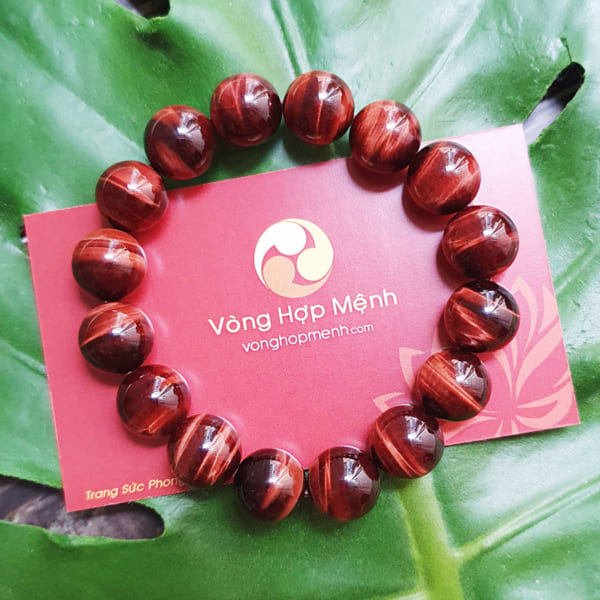 Vòng Tay Đá Mắt Hổ Đỏ Nâu 12 ly - vonghopmenh