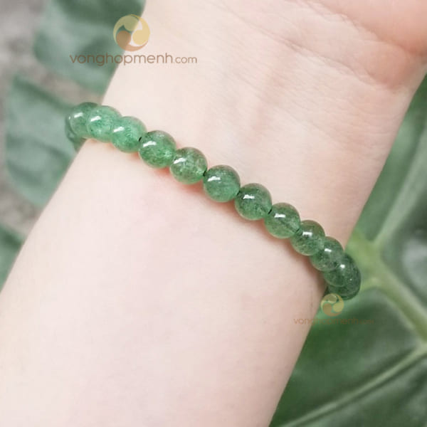 Vòng Đá Thạch Anh Dâu Tây Xanh 6 ly - vòng tay phong thủy