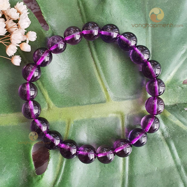 Vòng Tay Đá Thạch Anh Tím Đậm 8 ly - vòng phong thủy