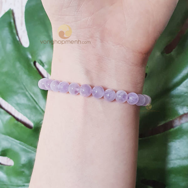 Vòng Đá Thạch Anh Tím Nhạt 6 ly - vòng tay phong thủy cho nữ mệnh Hỏa