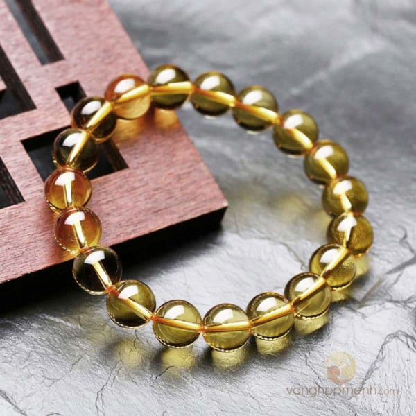 Vòng Tay Đá Thạch Anh Vàng 10 ly - Vòng tay phong thủy